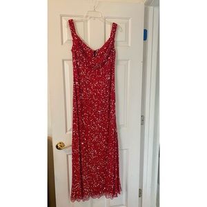 🔴SOLD🔴CAMILLE LA VIE Red Sparkly Gown off-shoulder